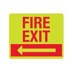 Luminescent Fire Exit (Left Arrow) 10x12 Sign
